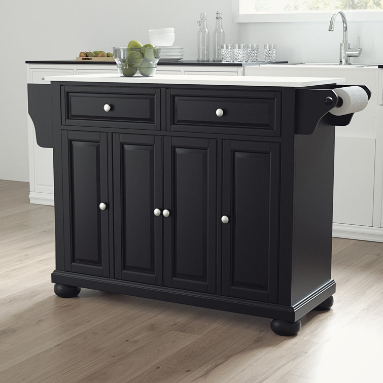 August Grove® Baily 51.5'' Wide Rolling Kitchen Island with Granite Top